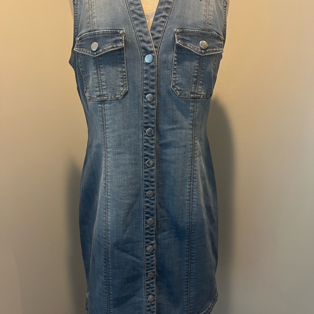 Women's Denim and Crochet Dress